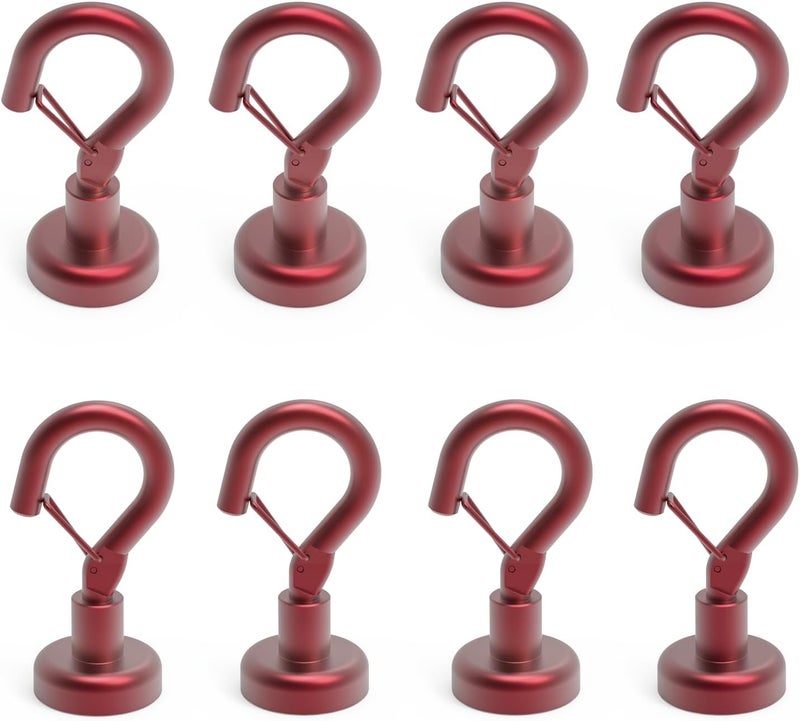 Ant Mag Magnetic Hooks Heavy Duty with Snap 22lbs Strong Red Magnet Hooks Great Hanging for Refrigerator, Cruise Cabin, Grill, Wreath,Kitchen,Office 8 Pack - Image 1
